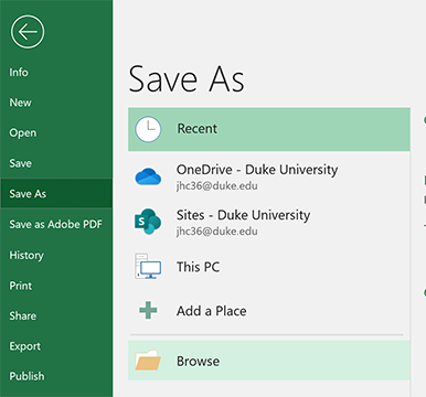 Screenshot of Excel File Save a Copy selected